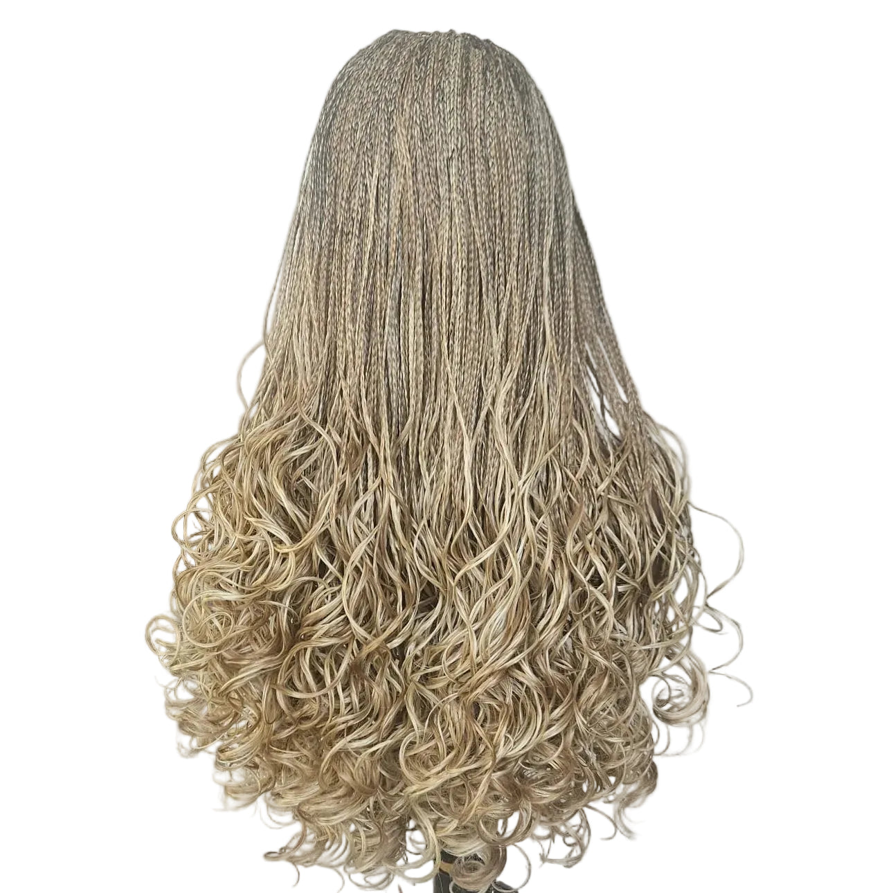 Sena: Human hair lace, French bouncy curly braided wig, blonde mix