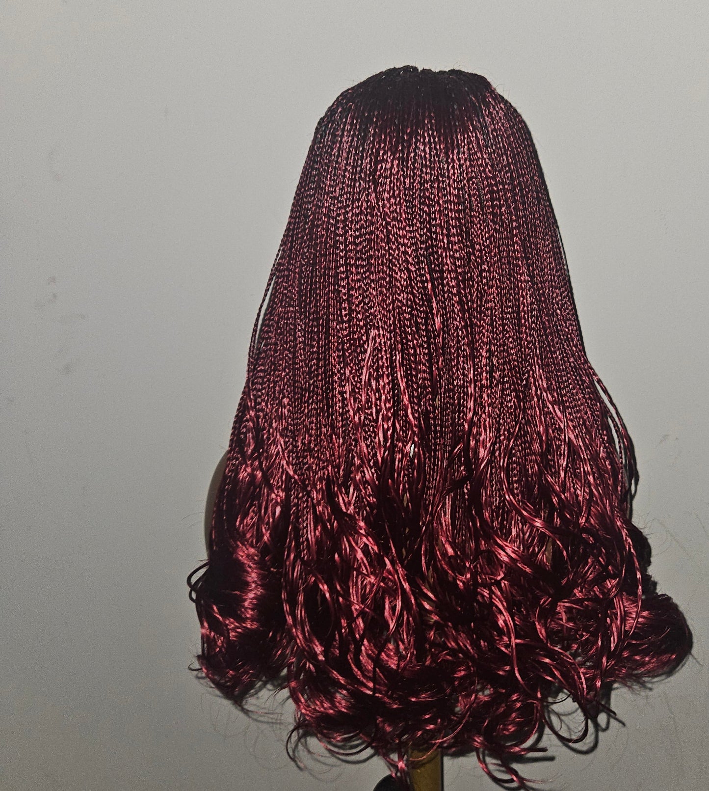 Ready to ship, burgundy, French curly braided wig