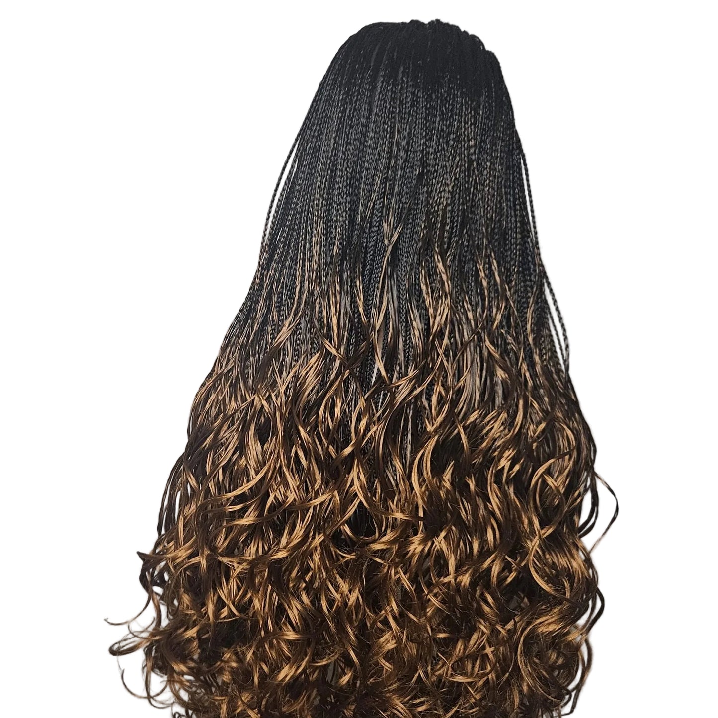 Nii: Human hair lace, ombre brown french curly braided wig