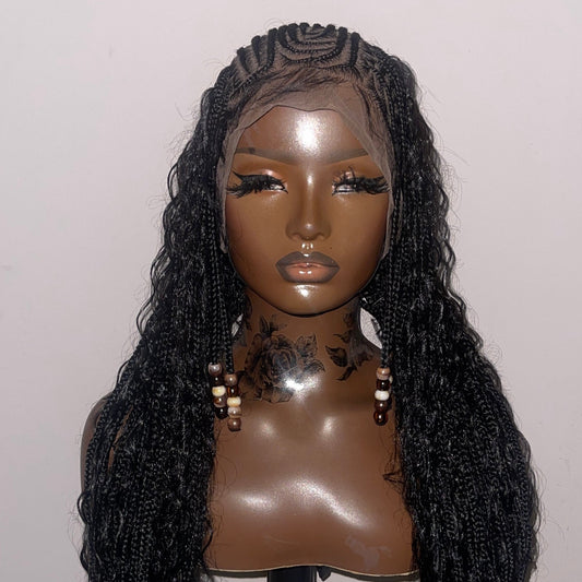 Adoma Fulani Synthetic Full lace cornrow braided wig