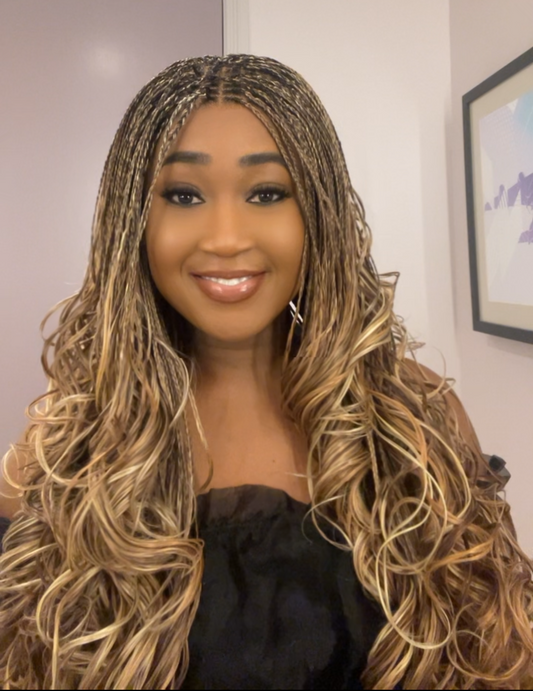 Serwa: Human hair lace,  French curly braided wig