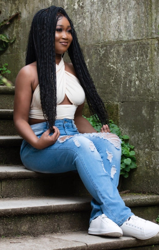 Boho Braids with human hair curls