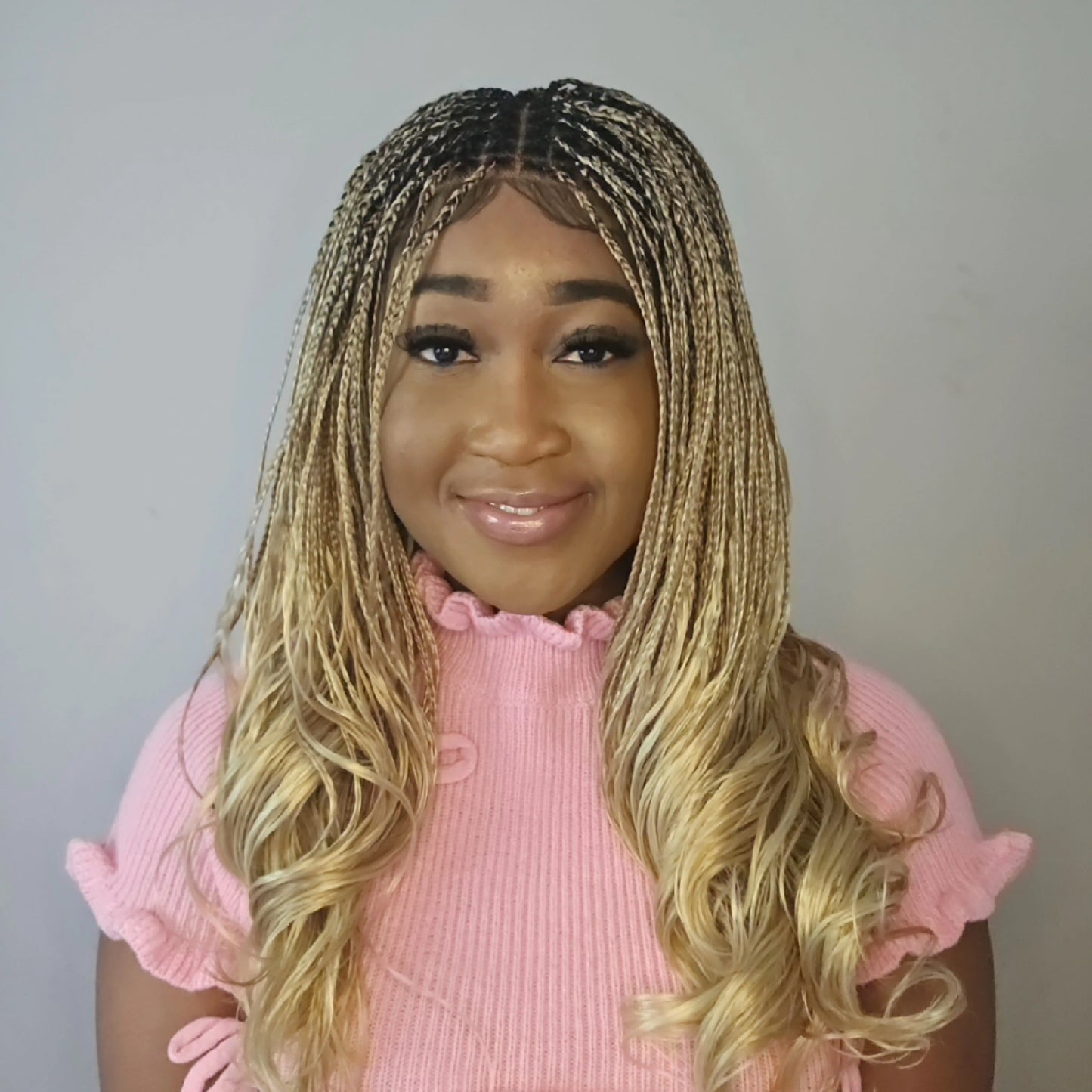 Yihanna, blonde mix, french curly braided wig